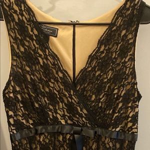 Gold dress with black lace overlay